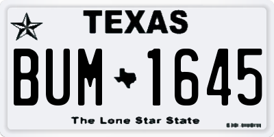 TX license plate BUM1645