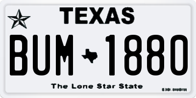 TX license plate BUM1880