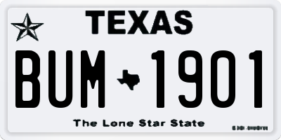 TX license plate BUM1901