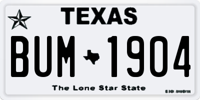 TX license plate BUM1904