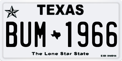 TX license plate BUM1966