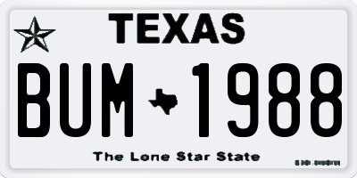 TX license plate BUM1988