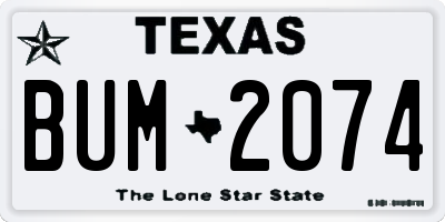 TX license plate BUM2074