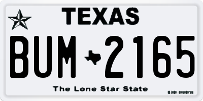 TX license plate BUM2165