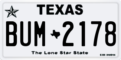 TX license plate BUM2178