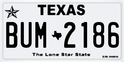TX license plate BUM2186