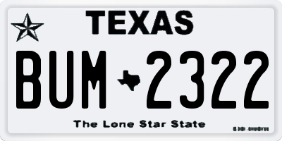 TX license plate BUM2322