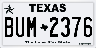 TX license plate BUM2376