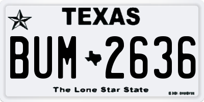 TX license plate BUM2636