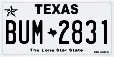 TX license plate BUM2831