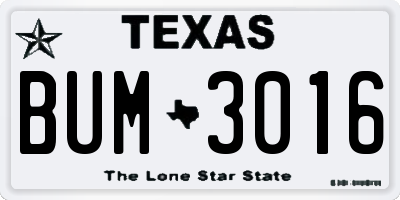 TX license plate BUM3016