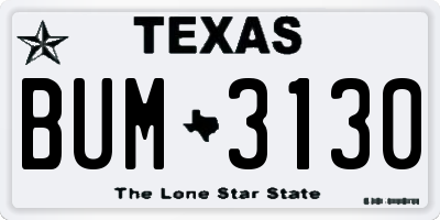TX license plate BUM3130