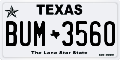 TX license plate BUM3560