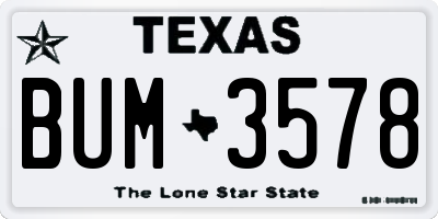 TX license plate BUM3578