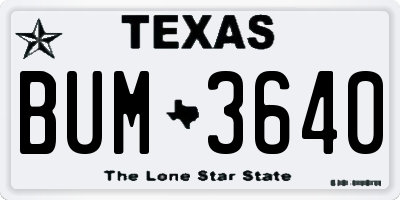 TX license plate BUM3640