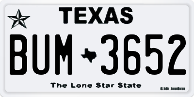 TX license plate BUM3652