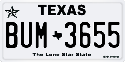 TX license plate BUM3655