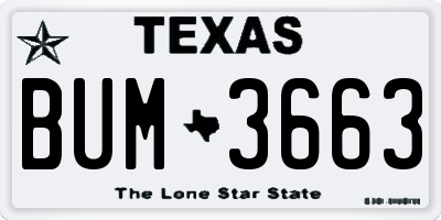 TX license plate BUM3663