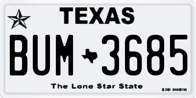 TX license plate BUM3685