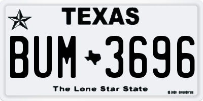 TX license plate BUM3696