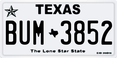 TX license plate BUM3852