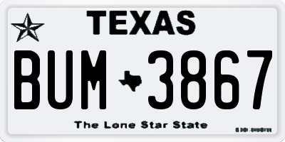 TX license plate BUM3867