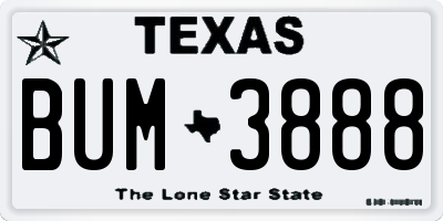 TX license plate BUM3888