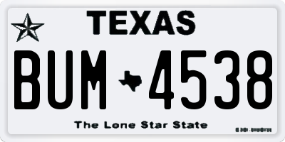 TX license plate BUM4538