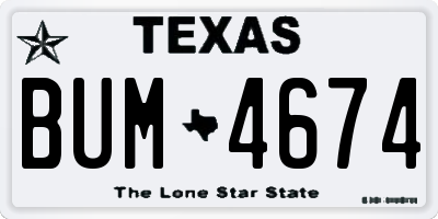 TX license plate BUM4674