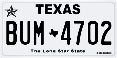 TX license plate BUM4702