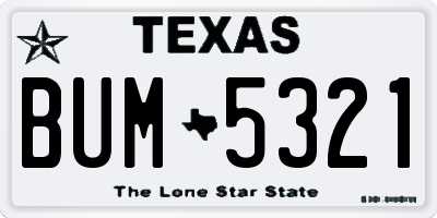 TX license plate BUM5321