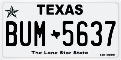 TX license plate BUM5637