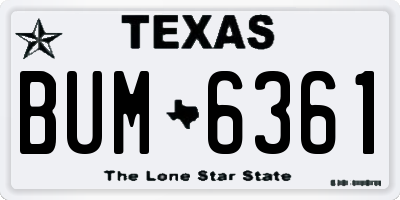 TX license plate BUM6361