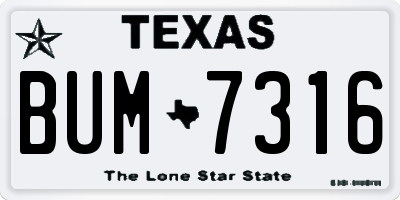 TX license plate BUM7316