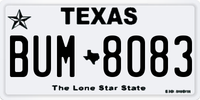 TX license plate BUM8083