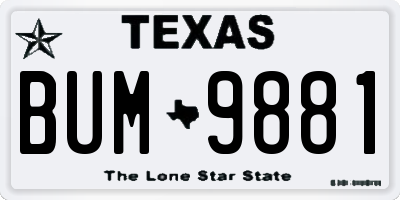 TX license plate BUM9881