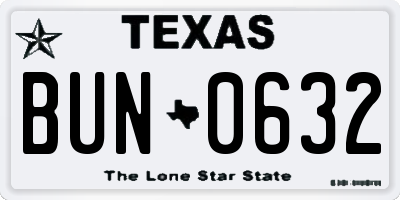 TX license plate BUN0632