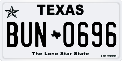 TX license plate BUN0696
