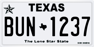 TX license plate BUN1237