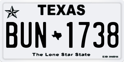 TX license plate BUN1738