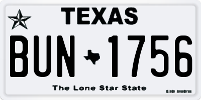 TX license plate BUN1756