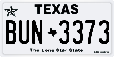 TX license plate BUN3373
