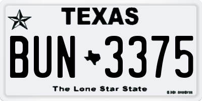 TX license plate BUN3375