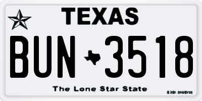 TX license plate BUN3518