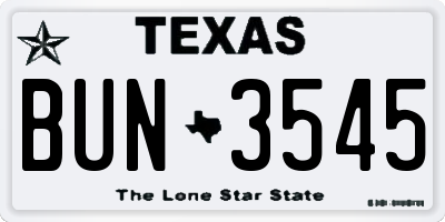 TX license plate BUN3545