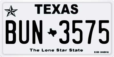 TX license plate BUN3575