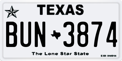 TX license plate BUN3874
