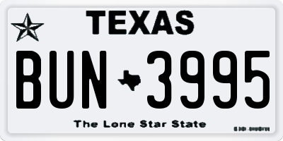 TX license plate BUN3995
