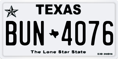 TX license plate BUN4076