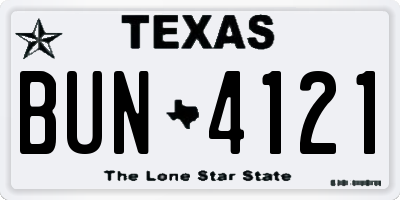 TX license plate BUN4121